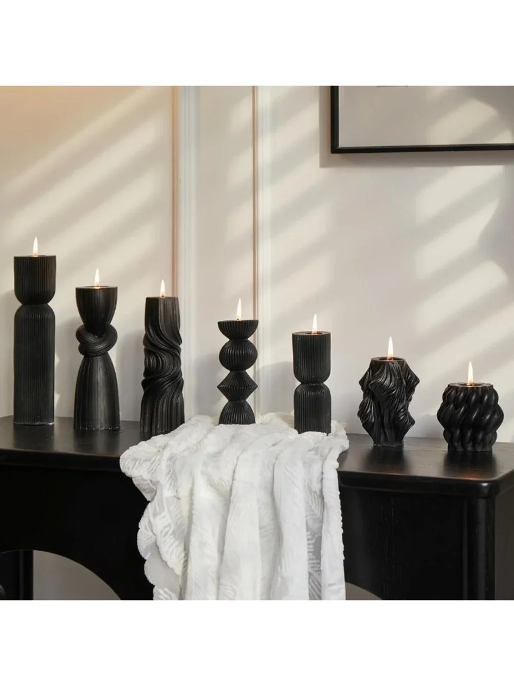 7-Pack Ribbed Soy Wax Pillar Candles - Aesthetic Home Decor & Gift Set